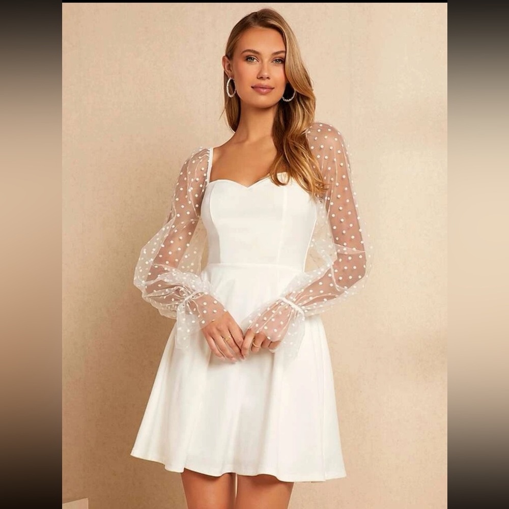 SHEIN Unity Contrast Dobby Mesh Flounce Sleeve Dress XL (12) BRAND NEW